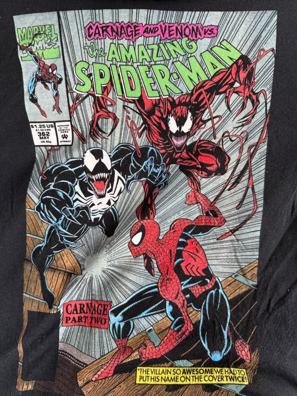Spider-Man vs Carnage and Venom Men's Black T Shirt Size XL